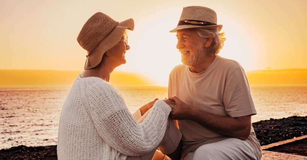 seniors in the beach in memory care