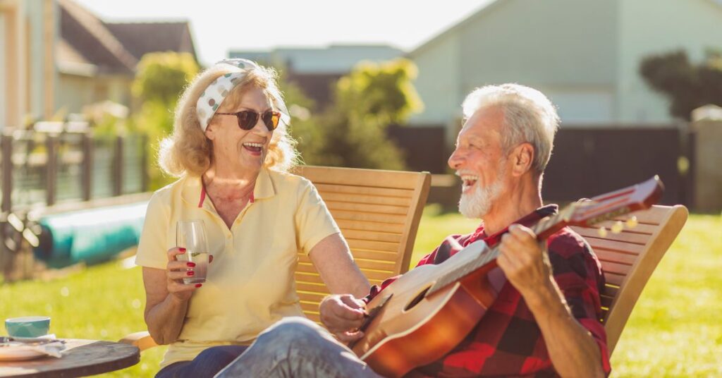 seniors in the beach in memory care 